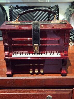 (SOLD) Burgundy Piano Novelty Handbag